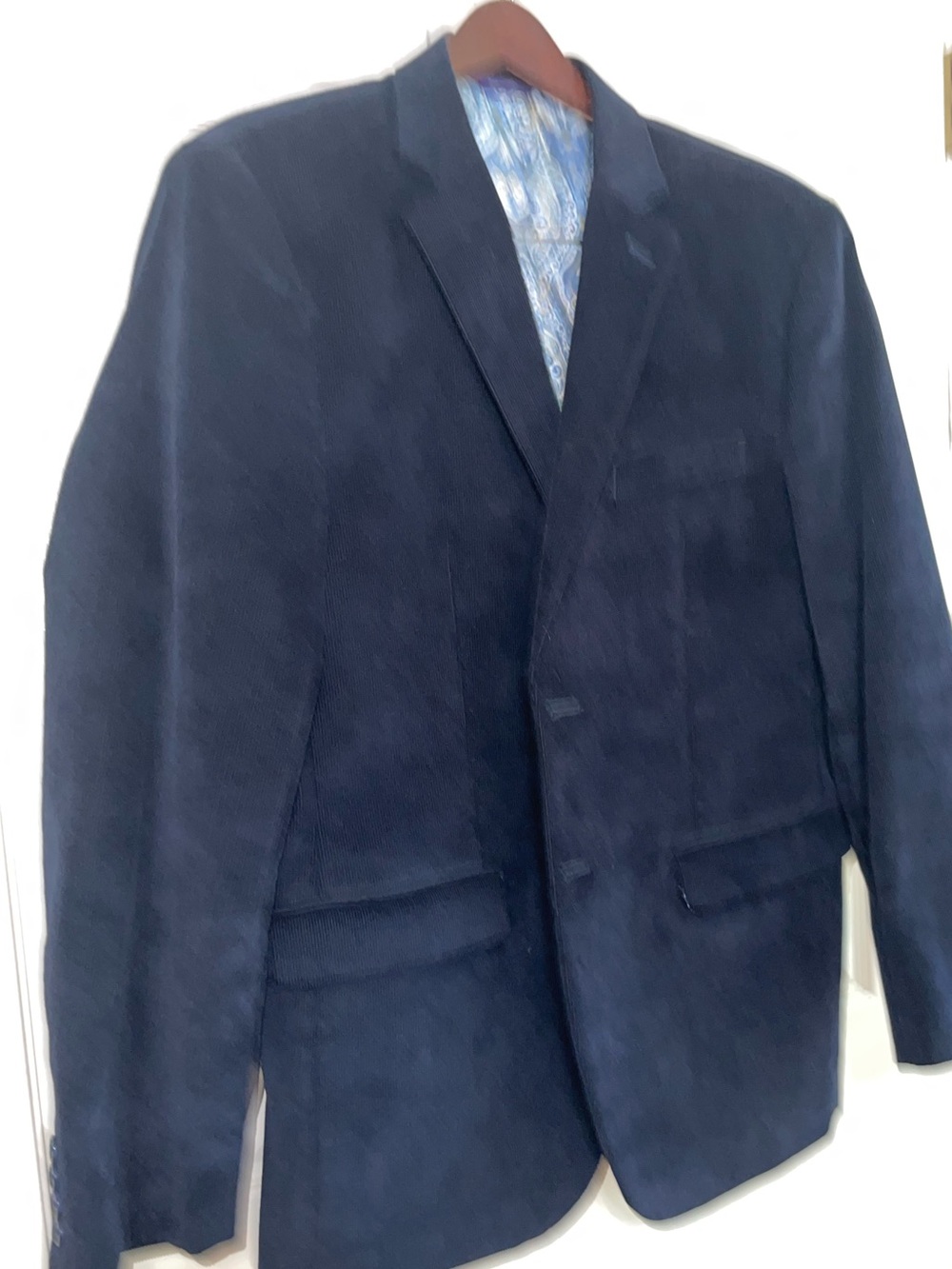 Alan Flusser New 42R Navy Blue Corduroy Sport Coat